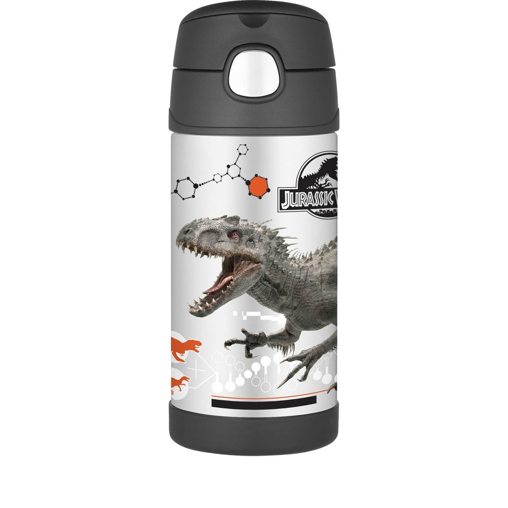 美國膳魔師Thermos FUNtainer Bottle, 12Oz 不鏽鋼保溫瓶保冷吸管水壺侏儸紀公園恐龍圖案