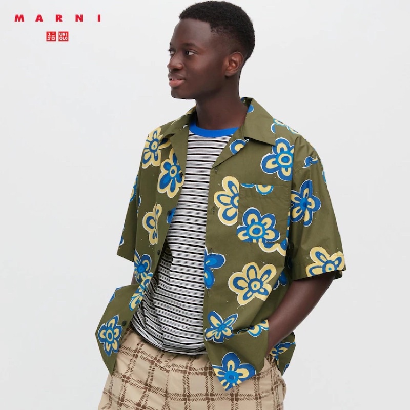 Uniqlo MARNI 開領 短袖襯衫 XL