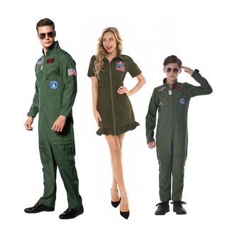 成人兒童軍綠色美國軍用飛行員制服女士男士 NASA 太空衣宇航員 Cosplay 萬聖節情侶家庭服裝