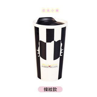 【怪美小鋪】現貨限量7-11 Hello Kitty三美聯名跨界【雙層陶瓷隨行杯】(條紋款) 扣押式杯蓋陶瓷杯