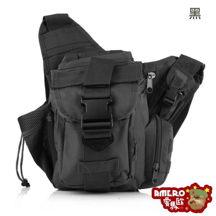 【AMERO】迷彩包 腰包 側背包 工作腰包 多功能包 軍事戰術 美軍 大容量 :黑(GMC001)