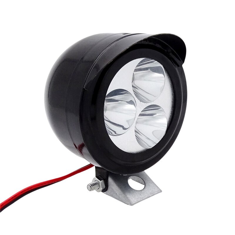 通用摩托車車頭燈 機車LED燈 12V圓形照明燈 電動車摩托車3W聚光燈 ABS LED 黑色 白光
