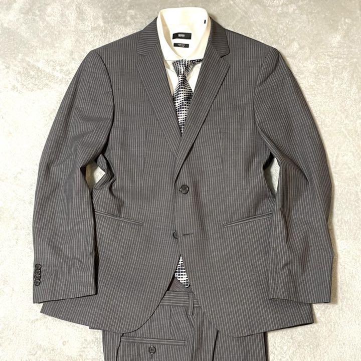 日本帶回_二手【HUGO BOSS】灰色條紋質感西裝外套