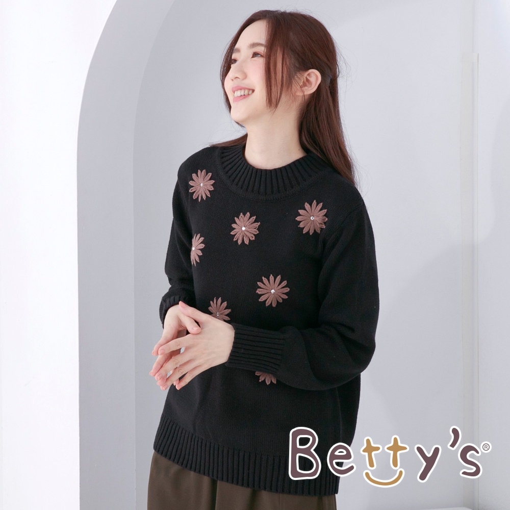 betty’s貝蒂思(05)立體繡花鑽式毛衣(黑色)