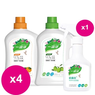 一滴淨有機生活洗衣露洗衣精 2000ml X4入瓶+衣領精400mlx1