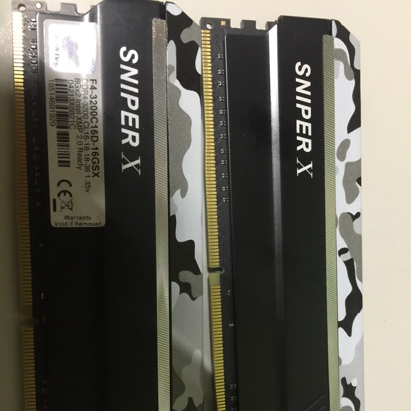 芝奇 G.Skill sniper X 狙擊者 8g*2 雙通道 ddr4 3200 記憶體