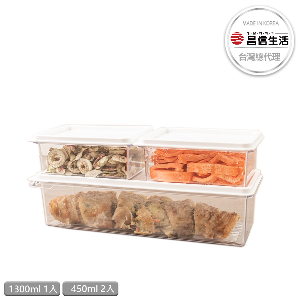 【韓國昌信生活】SENSE冰箱系列保鮮盒3件組 (1300MLx1+450MLx2)