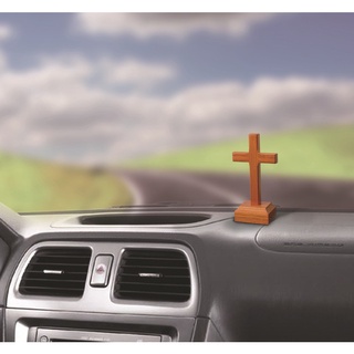 〈敲敲門遇見幸福〉 免運現貨 可開收據 車上型 木頭十字架 桌上型 固定 受洗禮物 基督教 耶穌 福音商品 十字架