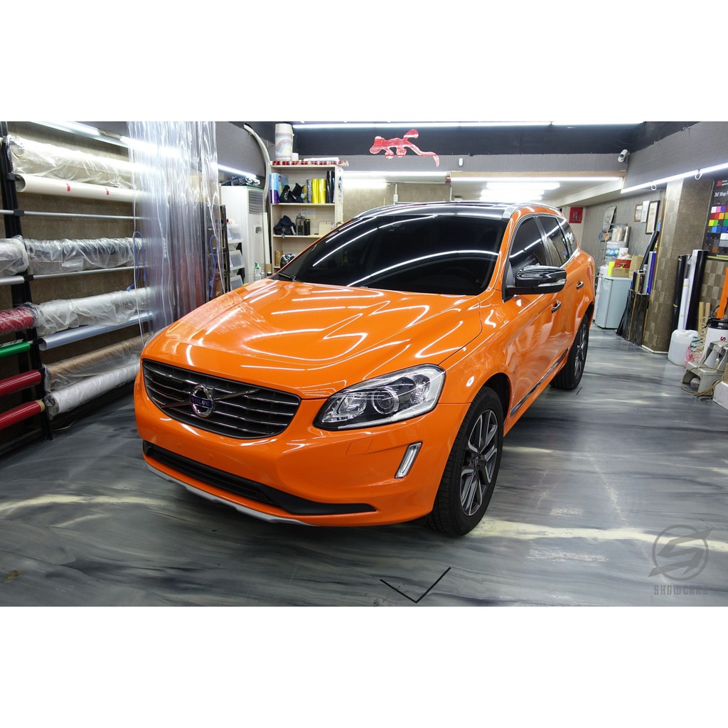 Volvo Xc60 全車貼膜teckwrap Cg04 高光橘色車頂卡夢貼膜後視鏡卡夢全車包膜xc90 蝦皮購物