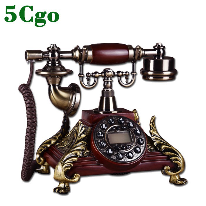 5Cgo台灣專用-歐式仿古電話機有線復古辦公家用電話時尚創意固定按鈕/旋轉撥號t528603159800