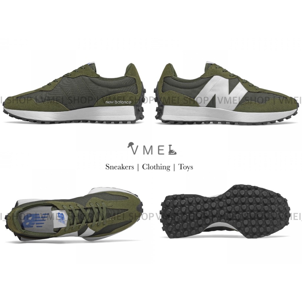 【VMEI_SHOP】New Balance 327 NB327 軍綠 白 雙色 拼接 運動休閒鞋 男女段