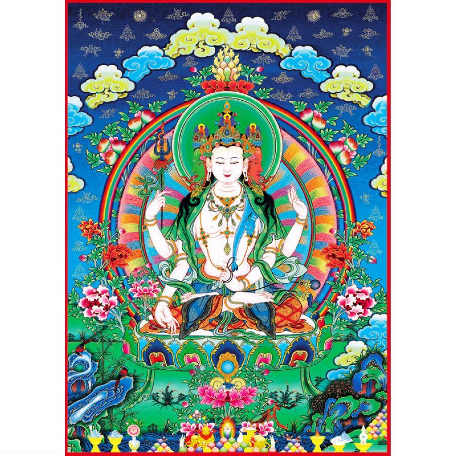 結緣殊勝佛陀畫像密宗不空絹索觀音佛像見解脫西藏手繪唐卡掛畫圖