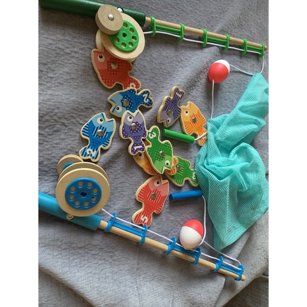 二手 木頭磁鐵 數字顏色 釣魚玩具 兒童益智玩具