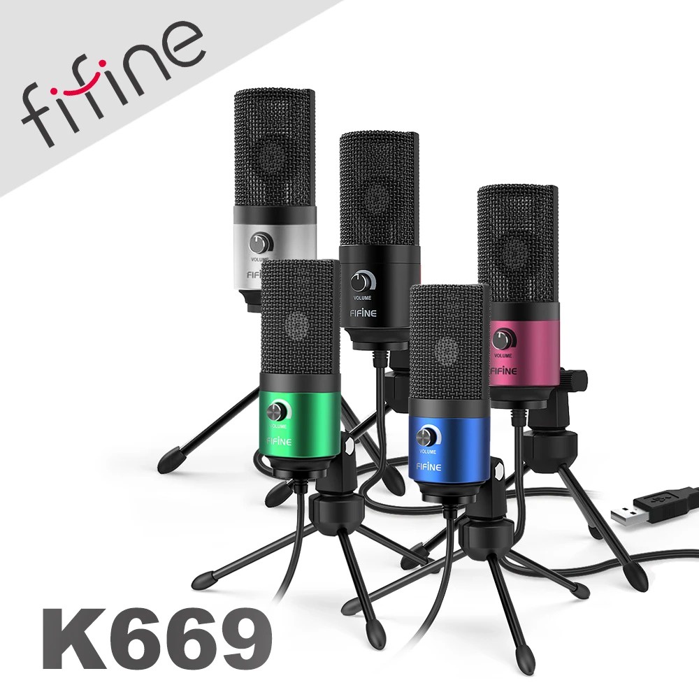 【FIFINE】K669 USB心型指向電容式麥克風(直播主必備/隨插即用無須安裝)