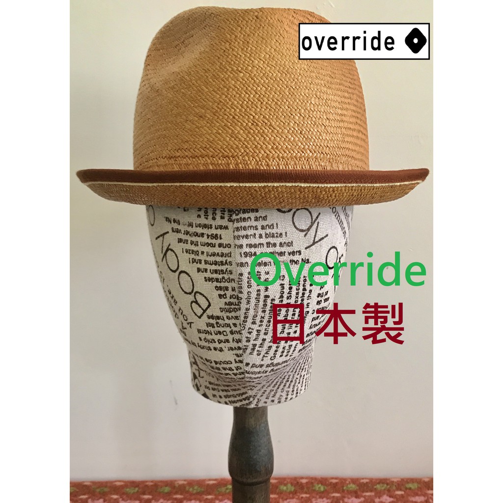 夏【Override】帽🍑藤黃色 天然草帽 日本製 全新未使用