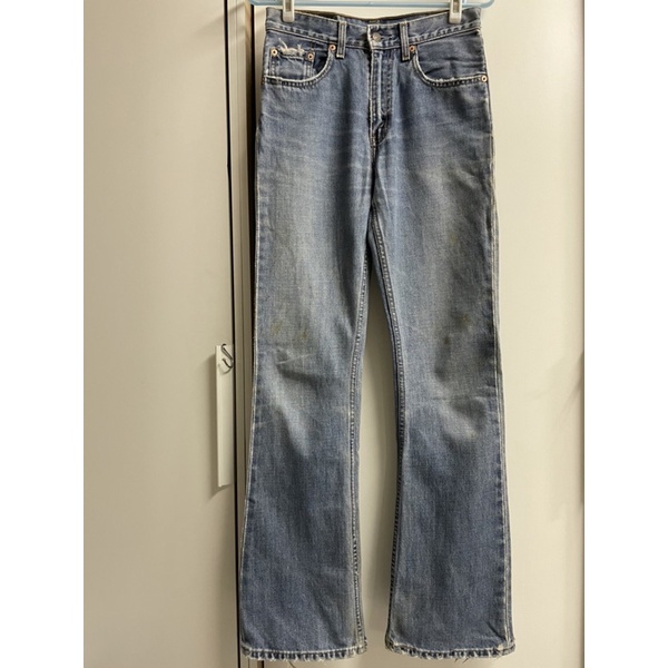 LEVI’S 550 女W26x32 中腰 水洗 中藍 小喇叭 牛仔褲 口袋刷破 550-0313皮標 小R