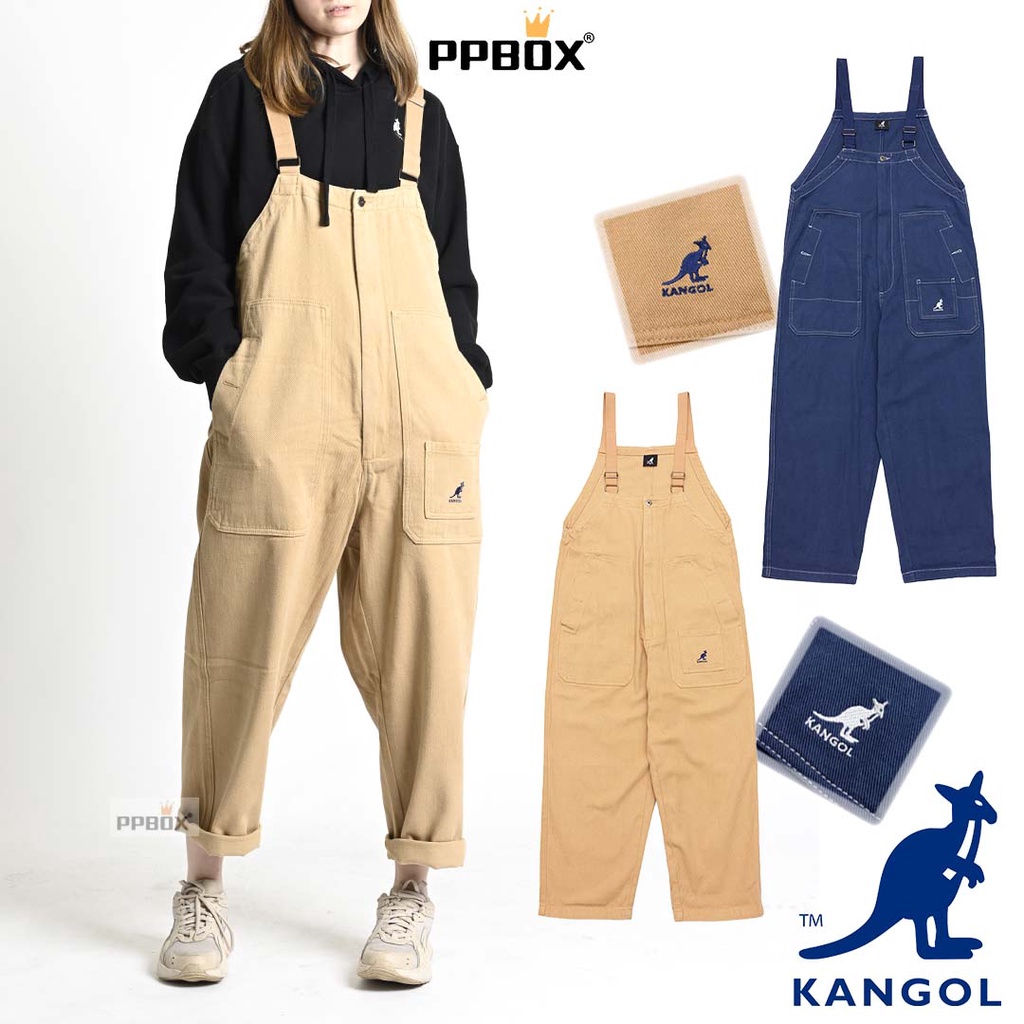 KANGOL 牛仔布 吊帶褲【62551570】連身 吊帶 女裝 男裝 衣服 牛仔 穿搭 中性 連身褲 丹寧 丹寧褲