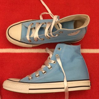 日本購入 CONVERSE ALL STAR HI 內增高 緞帶鞋帶 baby blue 寶寶藍 女US4