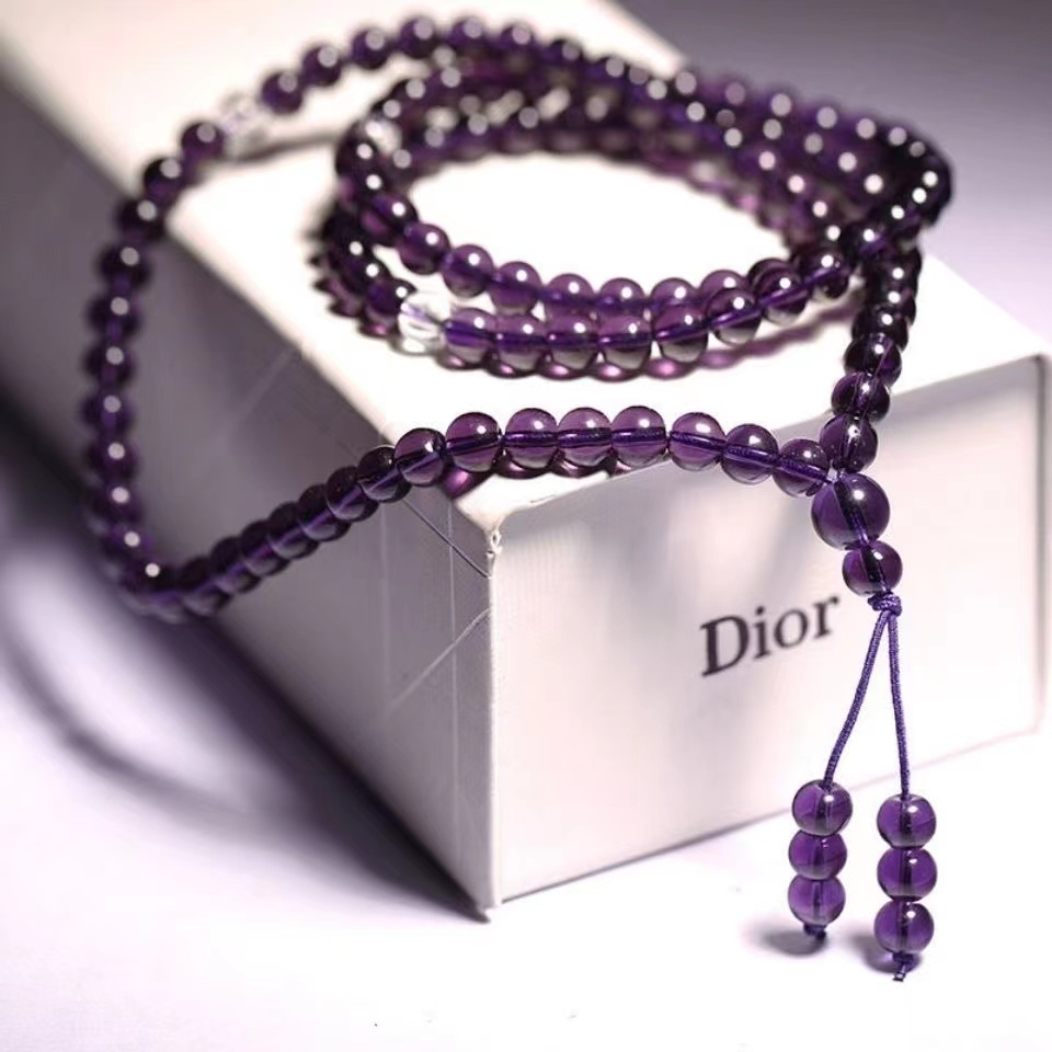 天然烏拉圭天然紫水晶108顆佛珠念珠男女多圈圈手鍊串項鍊