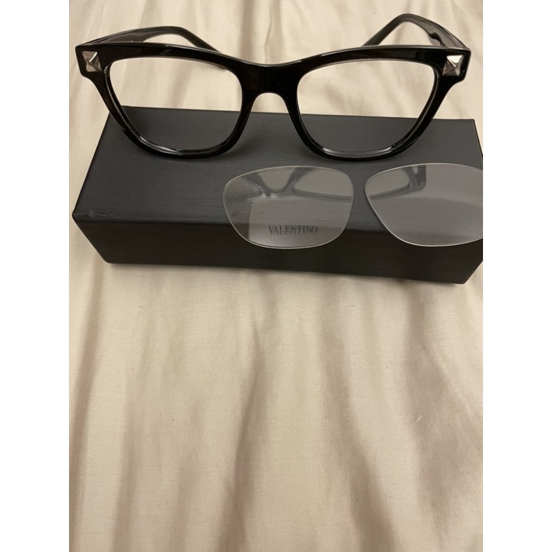 Valentino 經典 卯釘 鏡框 平光眼鏡 遮素顏 黑色 全新正品