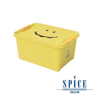 【SPICE】KIDS 馬卡龍色彩 附蓋 微笑整理箱 收納箱 - 黃色 M