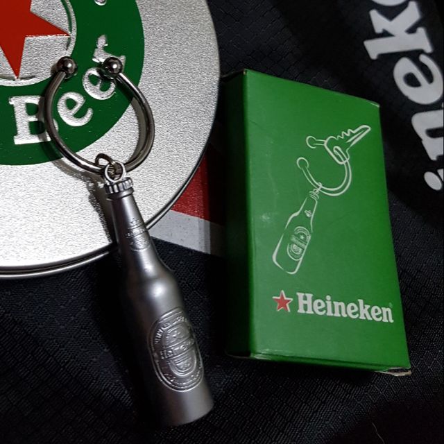 海尼根Heineken合金酒瓶造型實心鑰匙圈
