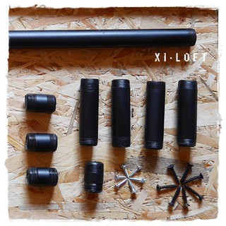 4分 6分 水管立部 工業風消光黑 DIY水管配件 部件法蘭片 LOFT 水管直管 水管立部