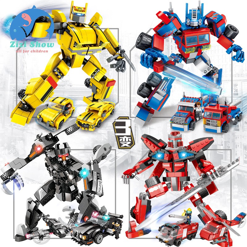 【樂樂積木】 變形金剛 柯博文 擎天柱 大黃蜂 汽車機器人 消防SWAT拼裝 相容樂高/Lego 積木玩具