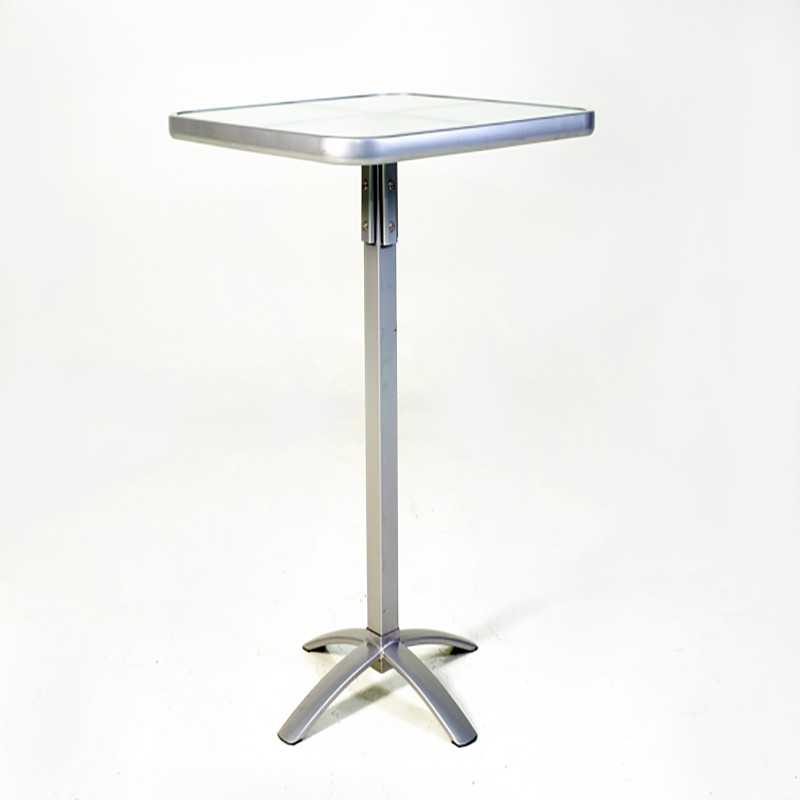 【FU36-3】 60cm鐵製玻璃方桌(銀灰)  S47150