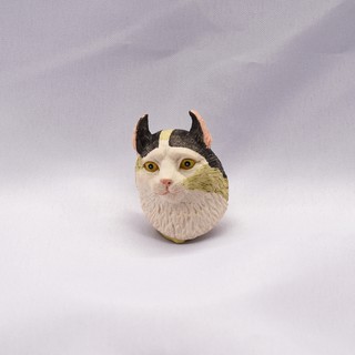【AJ】動物 白貓 白色毛 黑耳朵上翹 poly磁鐵 樹脂冰箱貼 // 立體 模擬 冰箱裝飾 居家裝飾 創意家居擺飾