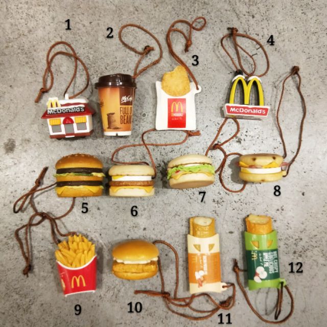 日本 麥當勞 寫實 吊飾 鑰匙圈 薯條 漢堡 蘋果派 咖啡 車子 食物模型 仿真 限定 冬天 玩具 收藏 絕版
