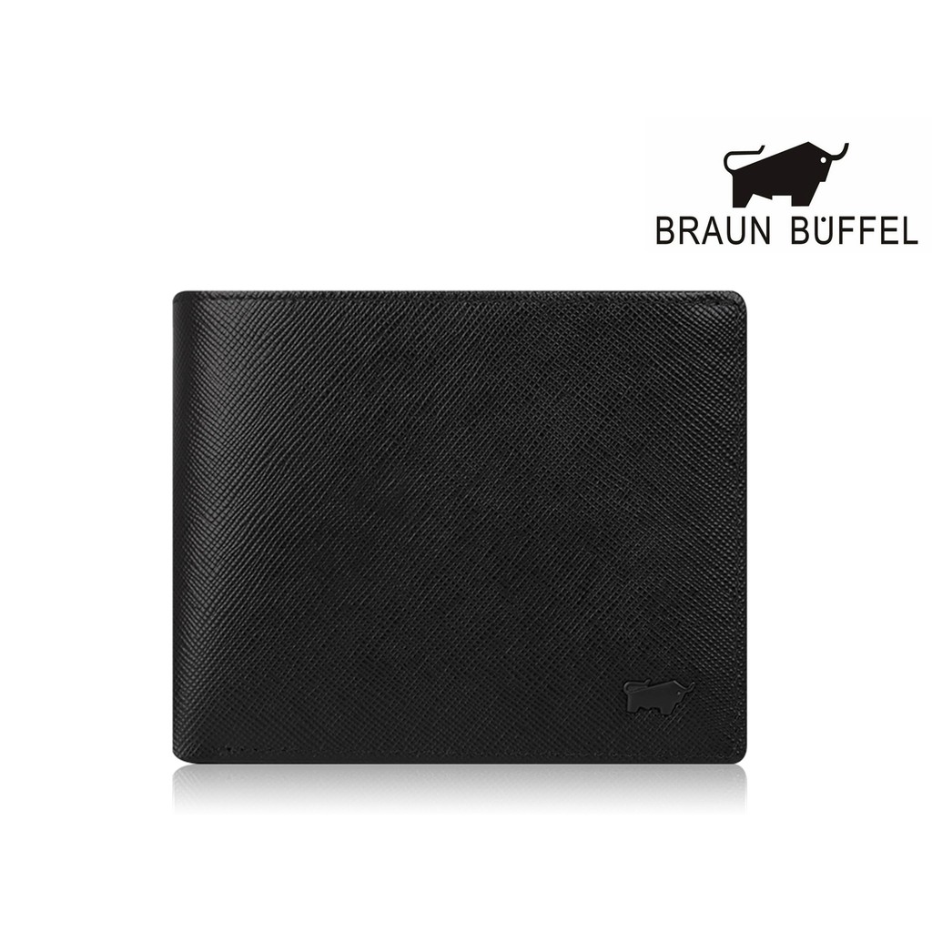 【寧寧精品】台中30年皮件店 BRAUN BUFFEL洛非諾系列真皮超薄短夾 經典黑 BF334-316- 1 男短夾區