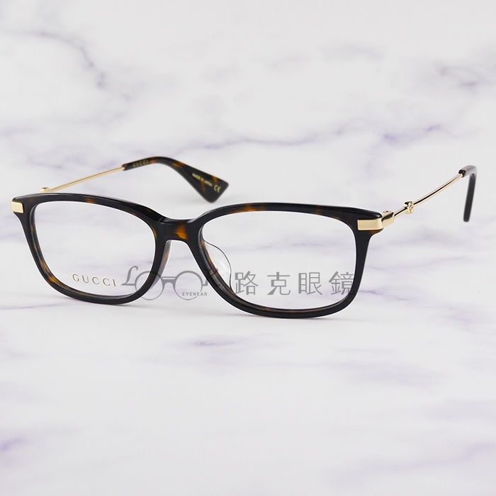 【LOOK路克眼鏡】GUCCI 光學眼鏡  琥珀色 金屬鏡腳 GG0759OA 002