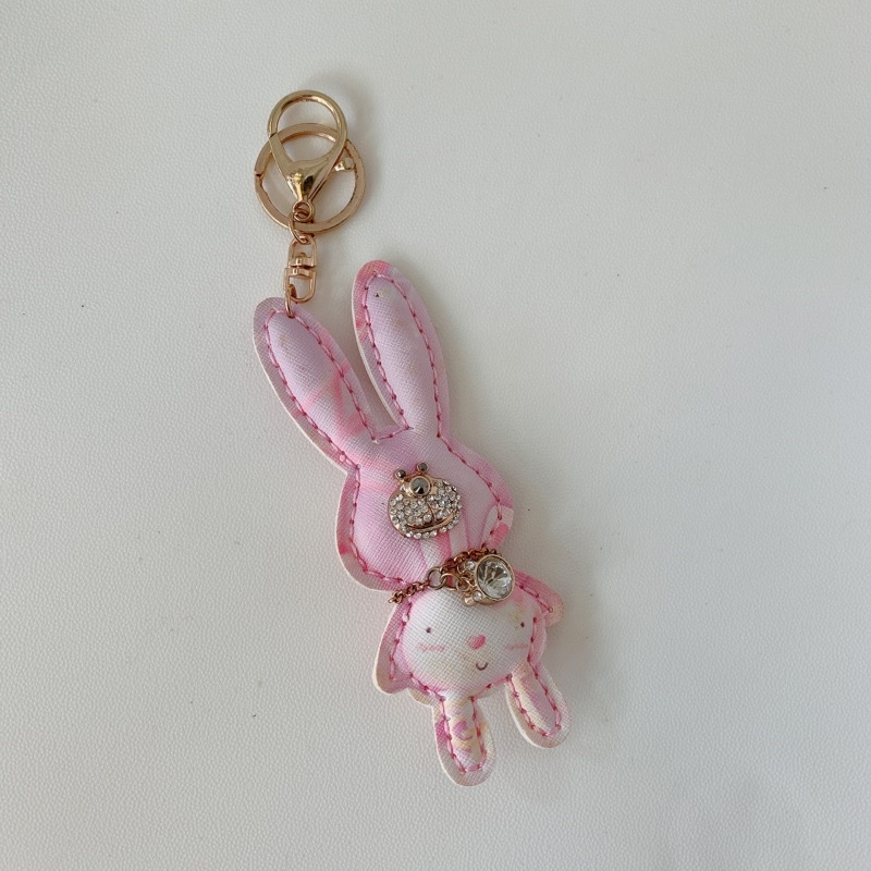 全新 粉紅兔子亮晶晶鑰匙圈