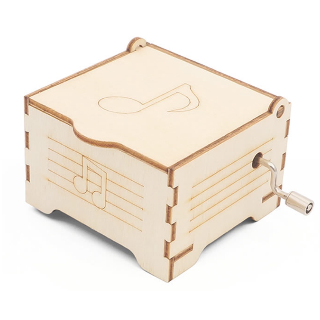 Diy 手工製作的莖木手搖曲柄音樂盒模型拼圖物理科學技術實驗兒童玩具