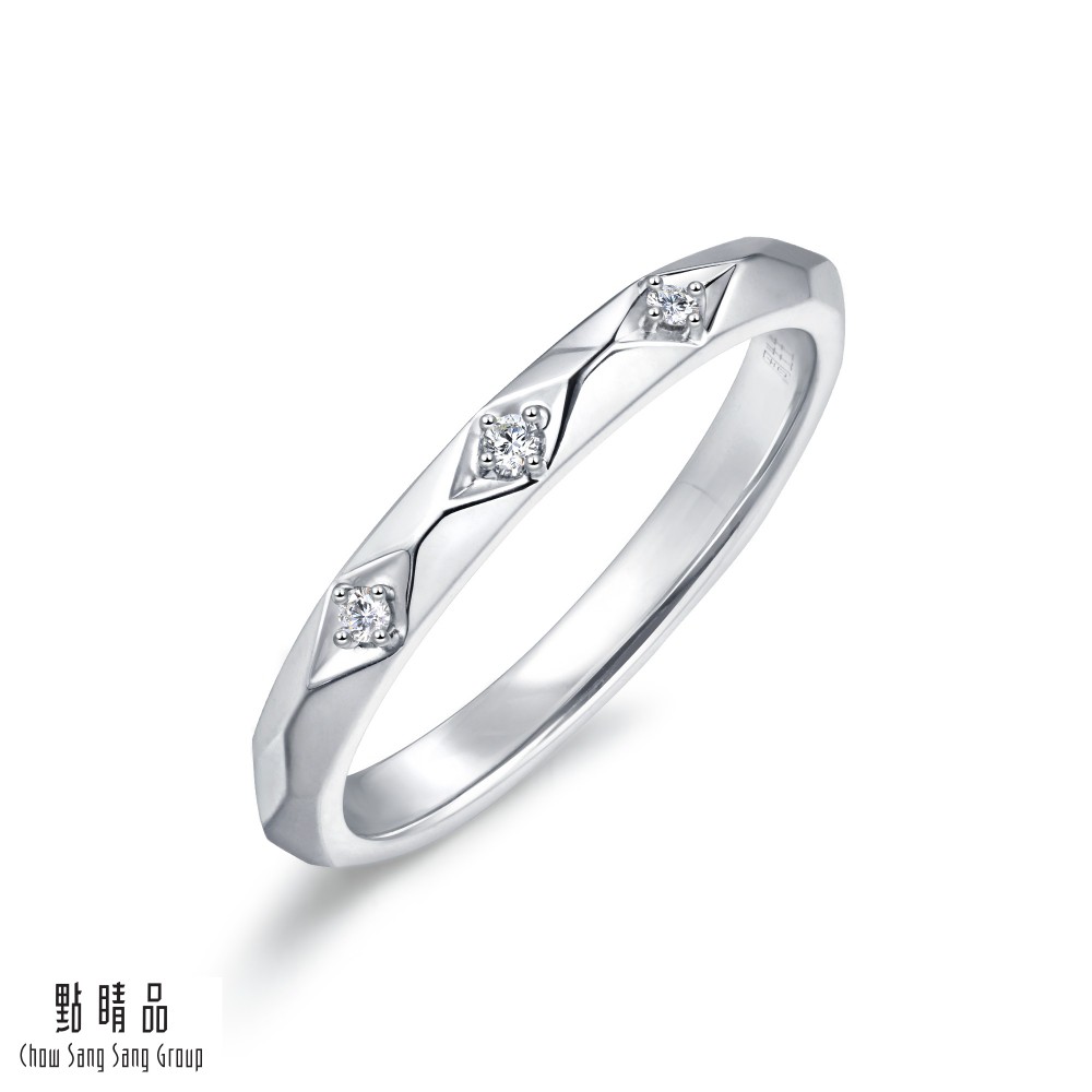 點睛品 PROMESSA 幾何簡約 18K金結婚鑽石戒指(女戒)