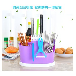 多分隔餐具刀架瀝水筒創意筷子籠廚房多功能置物瀝水架懸掛式刀叉架加厚塑膠現貨