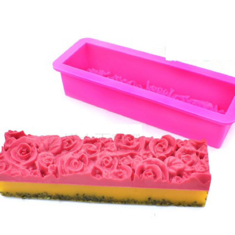 玫瑰花模具 加厚吐司 手工皂模具 長方形土司模 方形玫瑰模 玫瑰土司模 吐司模具 矽膠模具