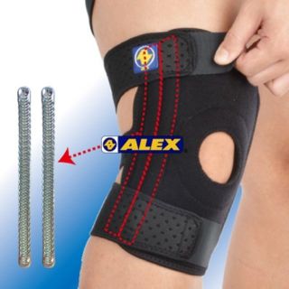 【長版，吸濕排汗材質】ALEX矽膠雙側條護膝(只)T42