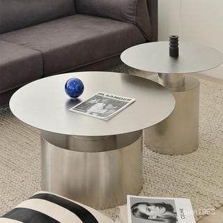 【Elegant time】北歐設計師不銹鋼組合茶幾輕奢金屬沙發邊幾圓形咖啡桌現代極簡風【熱銷】