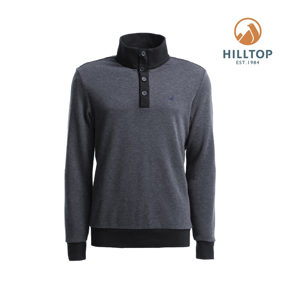 【Hilltop山頂鳥】男款混羊毛刷毛保暖上衣-H51MI9-灰