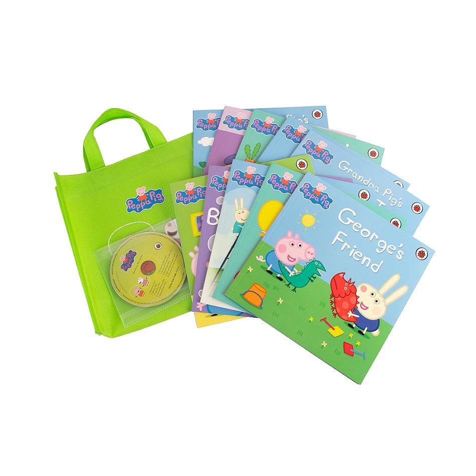 Peppa Pig Lime Bag Set (+CD/10冊合售)/佩佩豬有聲故事書袋(萊姆綠)/Ladybird    eslite誠品