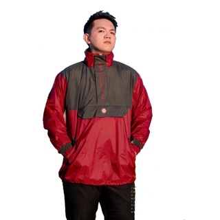 BAOGANI 寶嘉尼 B12套式背包衝風防水外套 灰紅 (單上衣) 登山背包 輕量化 口袋 雨衣《比帽王》