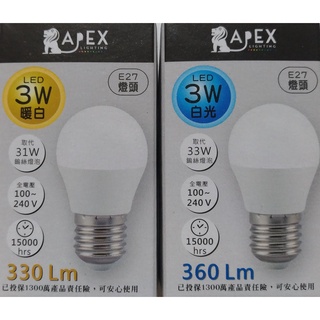 【現貨附發票】APEX 艾沛斯 3W LED燈泡 1入