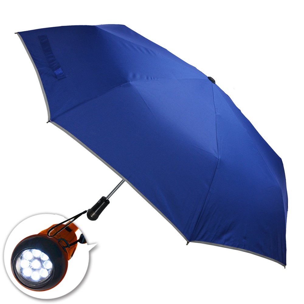 台灣現貨24H出貨【Life+】LED極光安心自動開收傘_寶藍 晴雨傘 折疊傘 極輕傘 遮陽傘 抗UV 太陽傘