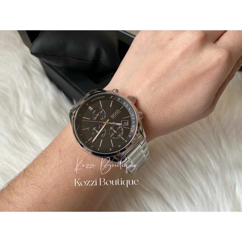 Hugo Boss 43mm 三眼 鋼帶 銀色 黑錶盤 手錶 HB1513477 boss 手錶