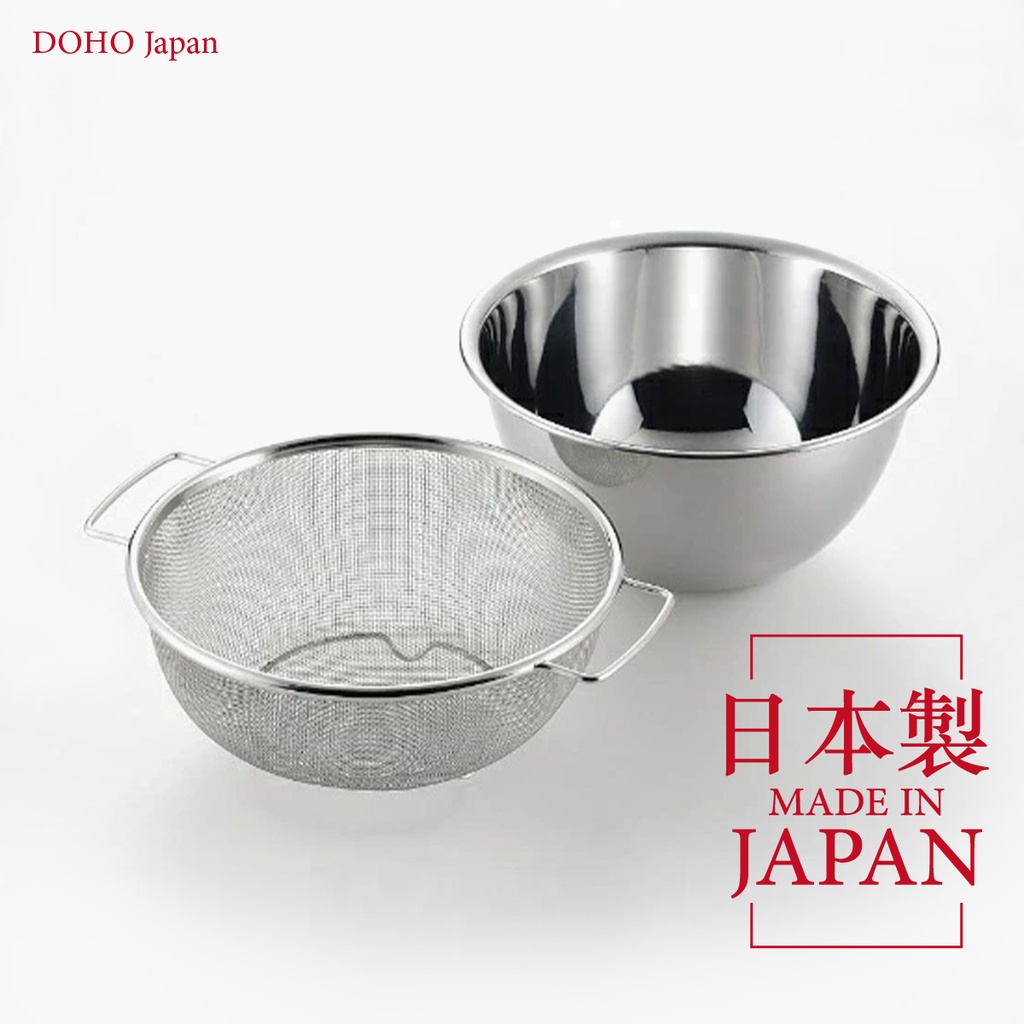 不鏽鋼調理盆/瀝水籃組 日本製 吉川 YOSHIKAWA 洗米 洗菜 網籃 篩麵粉