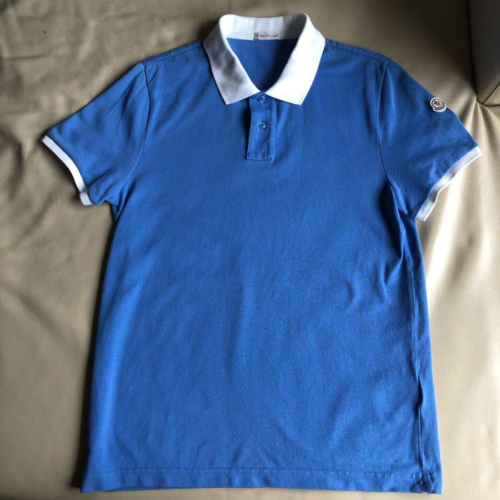 保證正品 Moncler 藍色 白領 短袖POLO衫 size M