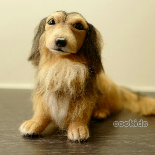 Cookids擬真長毛臘腸犬羊毛顫仿真羊毛顫寵物羊毛顫狗狗羊毛顫寵物紀念 蝦皮購物