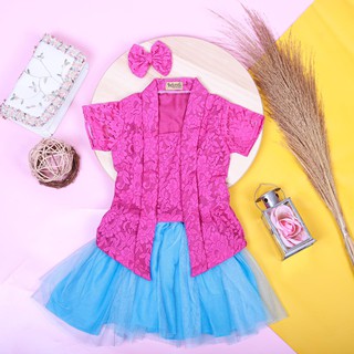 兒童 TUTU KEBAYA FANTA COLOR COMBI BLUE FROZEN NEWBORN KEBAYA